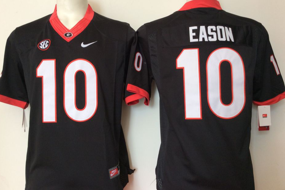 NCAA Men Georgia Bulldogs Black #10 Eason